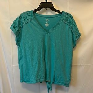 St John's Bay Green Petite Top PXL